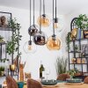 Koyoto hanging light, globe light, pendant light Amber, chrome, clear, Smoke-coloured, 6-light sources