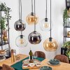 Koyoto hanging light, globe light, pendant light Amber, chrome, clear, Smoke-coloured, 6-light sources