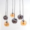 Ripoll hanging light, globe light, pendant light Amber, Smoke-coloured, 6-light sources