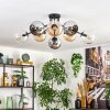 Koyoto ceiling light, globe light 85 cm Amber, chrome, clear, Smoke-coloured, 8-light sources