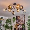 Koyoto ceiling light, globe light 85 cm Amber, chrome, clear, Smoke-coloured, 8-light sources