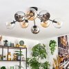 Koyoto ceiling light, globe light 85 cm Amber, chrome, clear, Smoke-coloured, 8-light sources