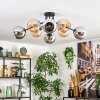 Koyoto ceiling light, globe light 85 cm Amber, chrome, Smoke-coloured, 8-light sources