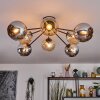 Koyoto ceiling light, globe light 85 cm Amber, chrome, Smoke-coloured, 8-light sources