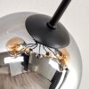 Koyoto ceiling light, globe light 85 cm Amber, chrome, Smoke-coloured, 8-light sources