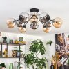 Koyoto ceiling light, globe light 81 cm Amber, chrome, Smoke-coloured, 10-light sources