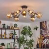 Koyoto ceiling light, globe light 81 cm Amber, chrome, clear, Smoke-coloured, 10-light sources