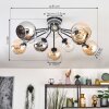 Koyoto ceiling light, globe light 81 cm Amber, chrome, clear, Smoke-coloured, 10-light sources