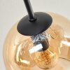 Koyoto ceiling light, globe light 81 cm Amber, chrome, clear, Smoke-coloured, 10-light sources