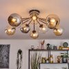 Koyoto ceiling light, globe light 81 cm Amber, chrome, clear, Smoke-coloured, 10-light sources