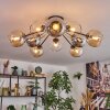 Koyoto ceiling light, globe light 81 cm Amber, chrome, clear, Smoke-coloured, 10-light sources