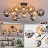 Ripoll ceiling light, globe light Amber, clear, Smoke-coloured, 10-light sources