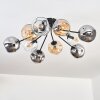 Ripoll ceiling light, globe light Amber, clear, Smoke-coloured, 10-light sources