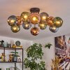 Ripoll ceiling light, globe light blue, green, coppery, 12-light sources