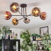 Koyoto ceiling light, globe light 72 cm chrome, gold, clear, coppery, Smoke-coloured, 6-light sources