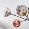Koyoto ceiling light, globe light 72 cm chrome, gold, clear, coppery, Smoke-coloured, 6-light sources