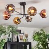 Koyoto ceiling light, globe light 72 cm chrome, gold, clear, coppery, Smoke-coloured, 6-light sources