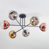 Koyoto ceiling light, globe light 72 cm chrome, gold, clear, coppery, Smoke-coloured, 6-light sources