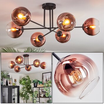Koyoto ceiling light, globe light 78 cm clear, coppery, 6-light sources