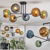 Koyoto ceiling light, globe light 78 cm blue, gold, green, 6-light sources