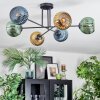 Koyoto ceiling light, globe light 78 cm blue, gold, green, 6-light sources