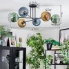 Koyoto ceiling light, globe light 78 cm blue, gold, green, 6-light sources