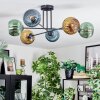 Koyoto ceiling light, globe light 78 cm blue, gold, green, 6-light sources