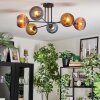Koyoto ceiling light, globe light 80 cm blue, gold, coppery, 6-light sources