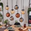 Gastor hanging light, globe light, pendant light Amber, chrome, coppery, Smoke-coloured, 8-light sources