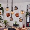 Gastor hanging light, globe light, pendant light Amber, chrome, coppery, Smoke-coloured, 8-light sources