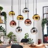 Gastor hanging light, globe light, pendant light chrome, gold, clear, coppery, Smoke-coloured, 8-light sources