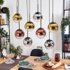 Gastor hanging light, globe light, pendant light chrome, gold, clear, coppery, Smoke-coloured, 8-light sources