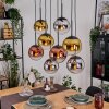 Gastor hanging light, globe light, pendant light chrome, gold, clear, coppery, Smoke-coloured, 8-light sources