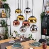 Gastor hanging light, globe light, pendant light chrome, gold, clear, coppery, Smoke-coloured, 8-light sources