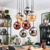 Gastor hanging light, globe light, pendant light Amber, chrome, coppery, Smoke-coloured, 8-light sources