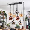 Gastor hanging light, globe light, pendant light Amber, chrome, coppery, Smoke-coloured, 8-light sources
