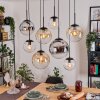 Gastor hanging light, globe light, pendant light Amber, chrome, clear, Smoke-coloured, 8-light sources