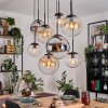 Gastor hanging light, globe light, pendant light Amber, chrome, clear, Smoke-coloured, 8-light sources