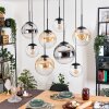 Gastor hanging light, globe light, pendant light Amber, chrome, clear, Smoke-coloured, 8-light sources