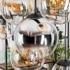 Gastor hanging light, globe light, pendant light Amber, chrome, clear, Smoke-coloured, 8-light sources