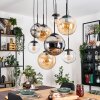 Gastor hanging light, globe light, pendant light Amber, chrome, clear, Smoke-coloured, 8-light sources