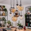 Gastor hanging light, globe light, pendant light Amber, chrome, clear, Smoke-coloured, 8-light sources