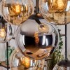 Gastor hanging light, globe light, pendant light Amber, chrome, clear, Smoke-coloured, 8-light sources