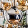 Gastor hanging light, globe light, pendant light Amber, chrome, clear, Smoke-coloured, 8-light sources