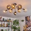 Ripoll ceiling light, globe light Amber, clear, Smoke-coloured, 8-light sources