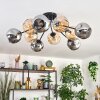 Koyoto ceiling light, globe light 82 cm Amber, Smoke-coloured, 10-light sources