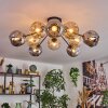 Koyoto ceiling light, globe light 82 cm Amber, Smoke-coloured, 10-light sources