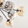 Ripoll ceiling light, globe light Amber, clear, Smoke-coloured, 10-light sources
