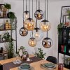 Gastor hanging light, globe light, pendant light Amber, chrome, clear, Smoke-coloured, 8-light sources
