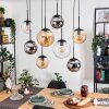 Gastor hanging light, globe light, pendant light Amber, chrome, clear, Smoke-coloured, 8-light sources